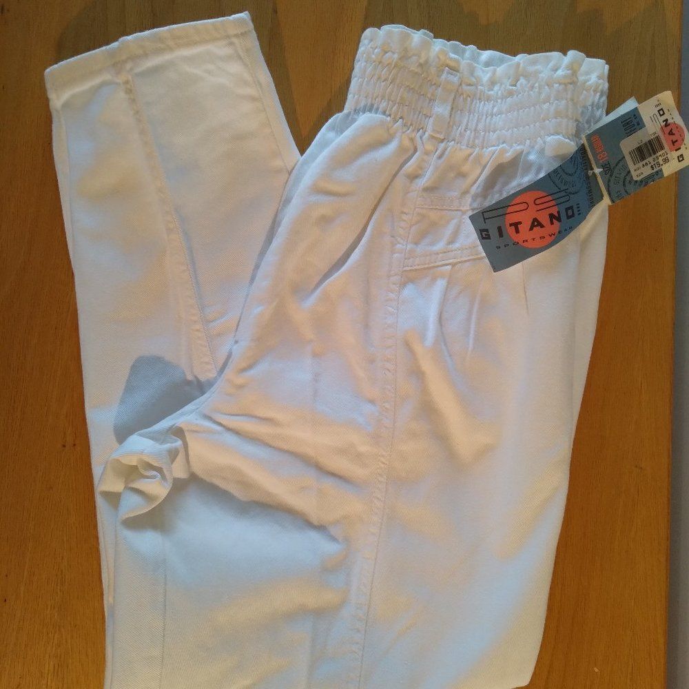 NWT Vintage Gitano Elastic High Waist Denim Jeans White